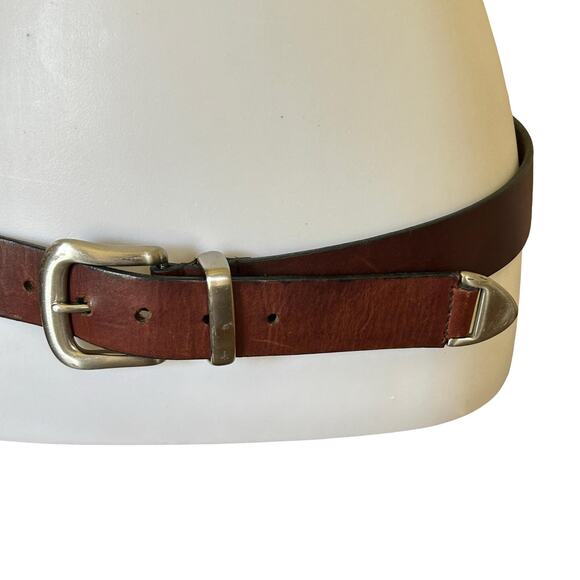 Vintage 70s Leather Belt Solid Brass Buckle main image 8